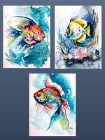 Fish collection -  watercolor painting - Halak  kollekció  - akvarell festmény