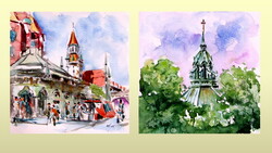 Munich collection -  watercolor painting - München kollekció - akvarell festmény