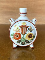 ZSOLNAY VIRÁGMINTÁS, NÉPIES, KULACS JELZETT RETRO PORCELÁN DÍSZTÁRGY