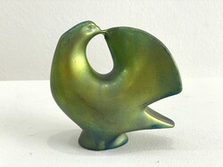Zsolnay eozin galamb Sinkó András terve pajzspecsétes porcelán állatfigura madár modern mid century