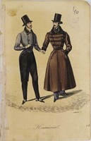 1W594 Antik színezett magyar divatlap litográfia - Honművész - Férfi divat