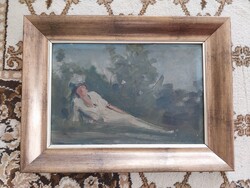 Ismeretlen festő - Pihenő hölgy, nagybányai alkotás