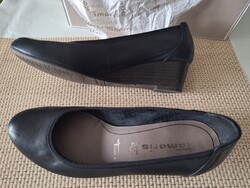 Fekete Tamaris bőr egybetalpú, 39-es, használt, jó állapotú