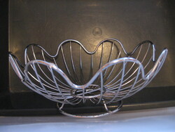 Krómos fém kenyér kosár, gyümölcs kosár, hullámos