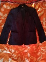 Kék alapon, fehér csíkos kosztüm, retró, kordbársony