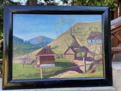 Nagy méretű olaj vászon kép" Nyaralók" címmel és VADÁSZ szignóval ellátott alkotás!