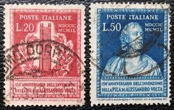 OL784-5p / Olaszország 1949 Volta-oszlop bélyegsor pecsételt