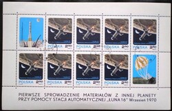 LEnk2040p  / Lengyelország 1970 Luna 16 Holdkapszula kisív pecsételt