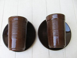 Sötétbarna terracotta pohár , váza pár