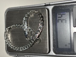 Meseszép Ródium ezüst  bolti állapotú , Ezüst karkötő  Pandora, Zara 20 cm hosszú!
