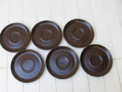 Retro Staffordshire Stoneware sötétbarna kőporcelán kistányér készlet 6 db-os