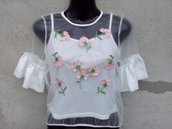 GD Golden Days PARIS Fehér  fodros ujjú alkalmi blúz M-es