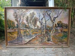 Őszi táj óriási olaj festmény Gábri Albert