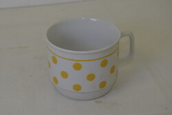 Zsolnay porcelán sárga pöttyös bögre A336