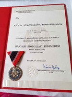 Bronz, ezüst, arany, gyémánt Bányász Szolgálati Érdemérem adományozói papírokkal