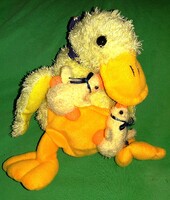 Retro magyar kisipari sárga kacsamama- erszényes ülő- 20cm plüss figura- kiskacsákkal képek szerint