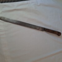 Antik, jelzett acél pengéjű, fa nyelű,  39 cm hosszú kenyérvágó kés