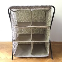 Fakkos, textil-fém, összecsukható tároló 6 rekeszes. Szép, újszerű