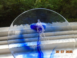 Ezüst logóval és szöveggel EGYEDI Reitclub KOTTINGBRUNN Ausztria Muránói kobaltos üveg emlék tányér