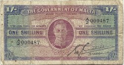 1 shilling 1943 Málta Alacsony sorszám "000487"