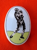 Hollóházi Faragó Miklós, golfozó mintás ovális bonbonier