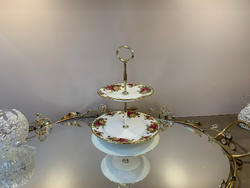 2 szintes tortatál, Royal Albert "Old Country Rose"