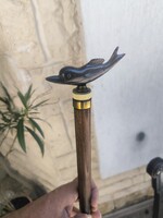 Sétápàlca sétabot kirándulás tőrös bot kard bajonett Delfin hal fejes szárú anyagból faragott