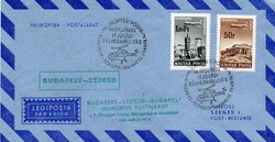 Boríték: Helikopter posta. Budapest-Szeged 1969.