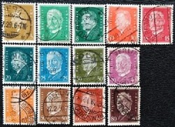 Dr410-22p / Deutsches Reich 1928 Szövetségi elnökök bélyegsor pecsételt