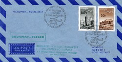 Boríték: Helikopter posta. Budapest-Szeged 1969.