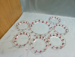 T2619 Napocskás / Centrum varia / Covid mintás 6+1 darabos üveg süteményes szett