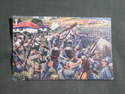 Képeslap,Osztrák Magyar hadsereg,grafikai,csataképes,Bosniákok támadása Halott sánc ellen,1916-