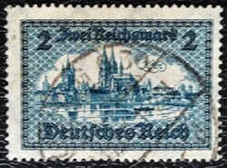 Dr440p / Deutsches Reich 1930 Épületek bélyeg " Zwei Reichmark " értékszám megjelöléssel pecsételt
