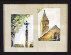 Ezer éves templom Aquarell festmény