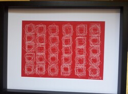 Vera Molnár jelzéssel absztrak alkotás