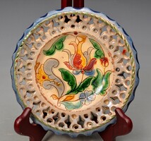 Bozsik áttört szélű disztányér 19cm, – jelzett.