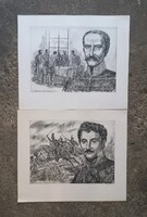 Gönczi Béla történelmi rézkarcok - Simonyi József és Mészáros Lázár