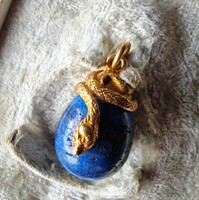 Russian 840 silver gilt lazuli Fabergé-style egg pendant