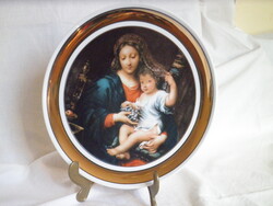 Hollóházi porcelán Pierre Mignard A szűz szőlővel, s a Gyermekkel jelenetes falitányér