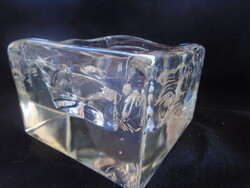 Skandináv design: KOSTA BODA vastag falú asztaközép kináló (mogyoró) vitrin állapot