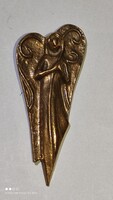 Vintage Kerstin Stark bronz medál angyal ábrázolás szép nagy méretű