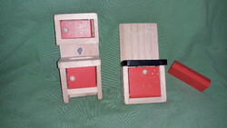 Retro babaszoba fa konyhabútor garnitúra 9 - 12 CM BABÁKHOZ méretek,állapot a képek szerint