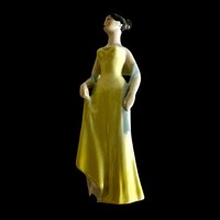 Hölgy Régi porcelán szobor, Nipp Magyar Porcelán tárgy, antik porcelán vintage kézzel festett szobor