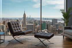 Barcelona fotel ottománnal BŐR