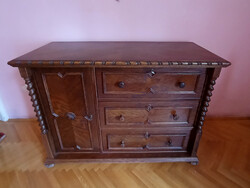 Koloniál 3 fiókos + 1 ajtós komód szekrény