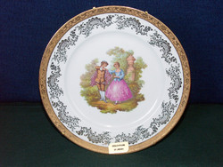 Limoges (Franciaország) dúsan aranyozott porcelán dísztányér
