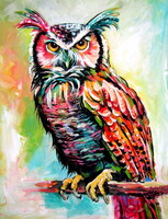 Majestic owl- acrylic painting / Fenséges bagoly - akril festmény