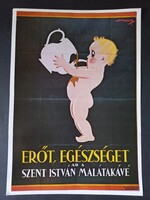 Reklám-platkát: Erőt, egészséget ad a Szent István malátakávé  - Globus Nyomda 1979