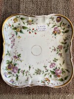 Tálca 19.sz vége, festett aranyozott porcelán 20*20 cm F&R