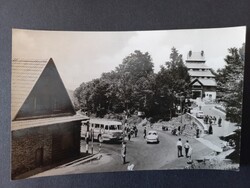 Régi képeslap Mátraháza autóbusz állomás